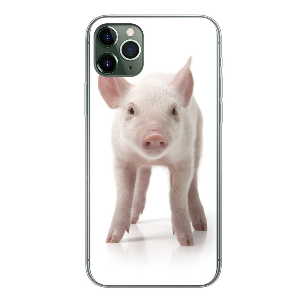 MuchoWow Handyhülle Schutzhülle Hülle für iPhone 11 Pro Max Schwein - Tiere - Weiß Silikon Softcase Handy Hülle - Schutz