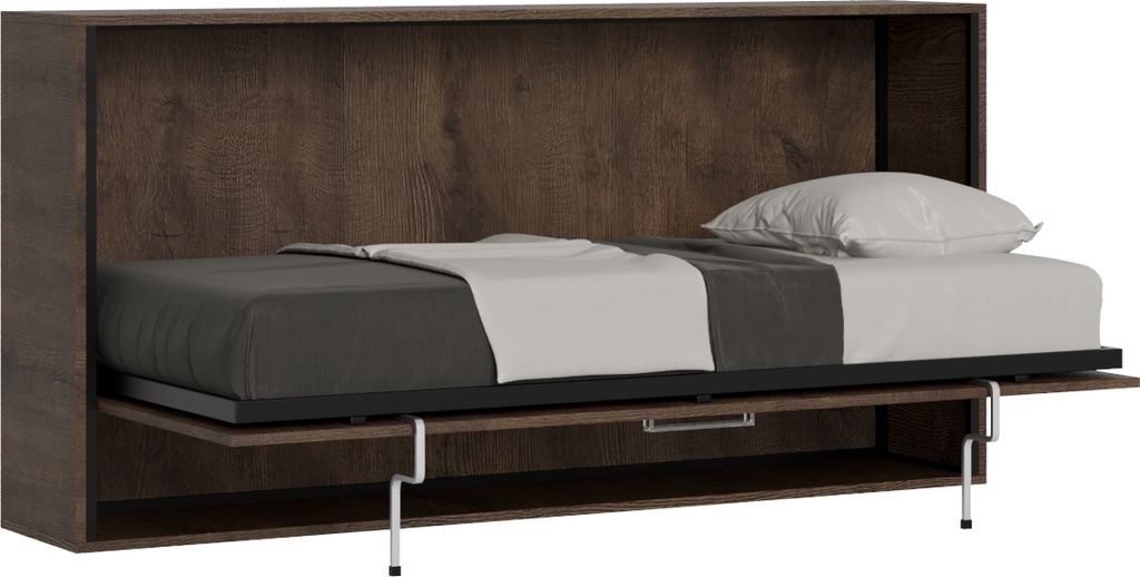 Kando horizontales Einzelbett Walnuss Klappbett Produktbild 
