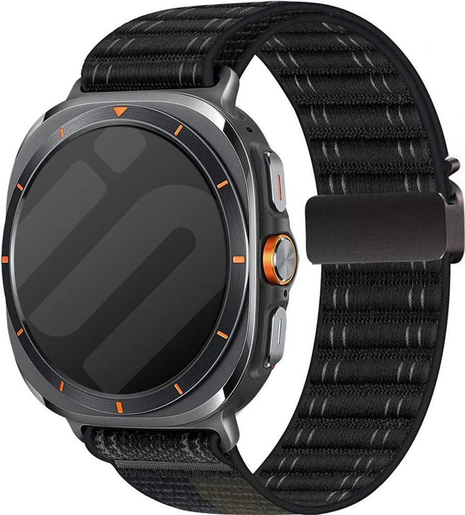 Strap-it Wave Nylonband mit Fallschirmschließe - passend für Samsung Galaxy Watch Ultra / Ultra 2025 (schwarz)