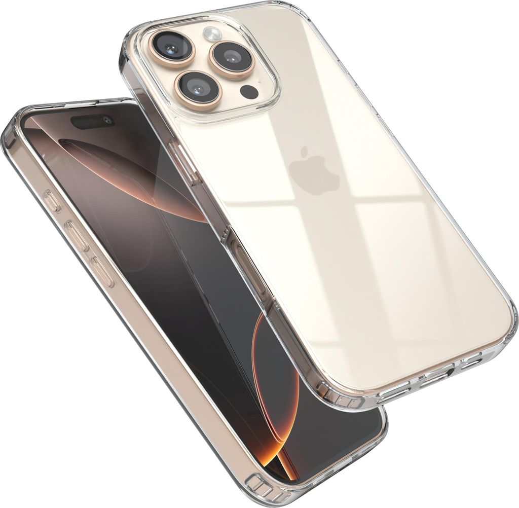 EAZY CASE Clear Hülle kompatibel mit Apple iPhone 16 Pro, Schutzhülle Silikon, dünnes Cover, Slimcover Handyhülle, Backcover Transparent