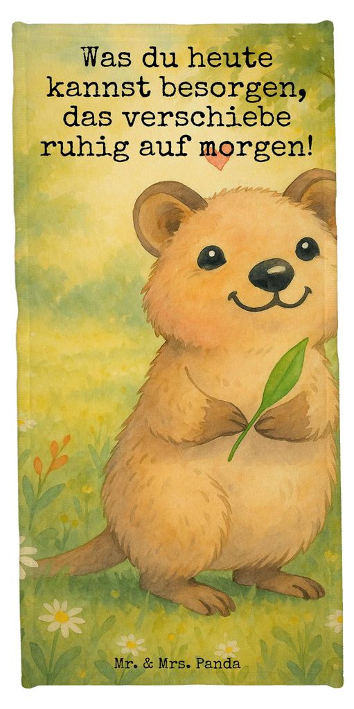 Mr. & Mrs. Panda Strandtuch Quokka Happy Design - Gelb Pastell - Geschenk, Aufschieberitis, Lustige Sprüche, Lustiger Spruch, Verschieben, Niedlic...