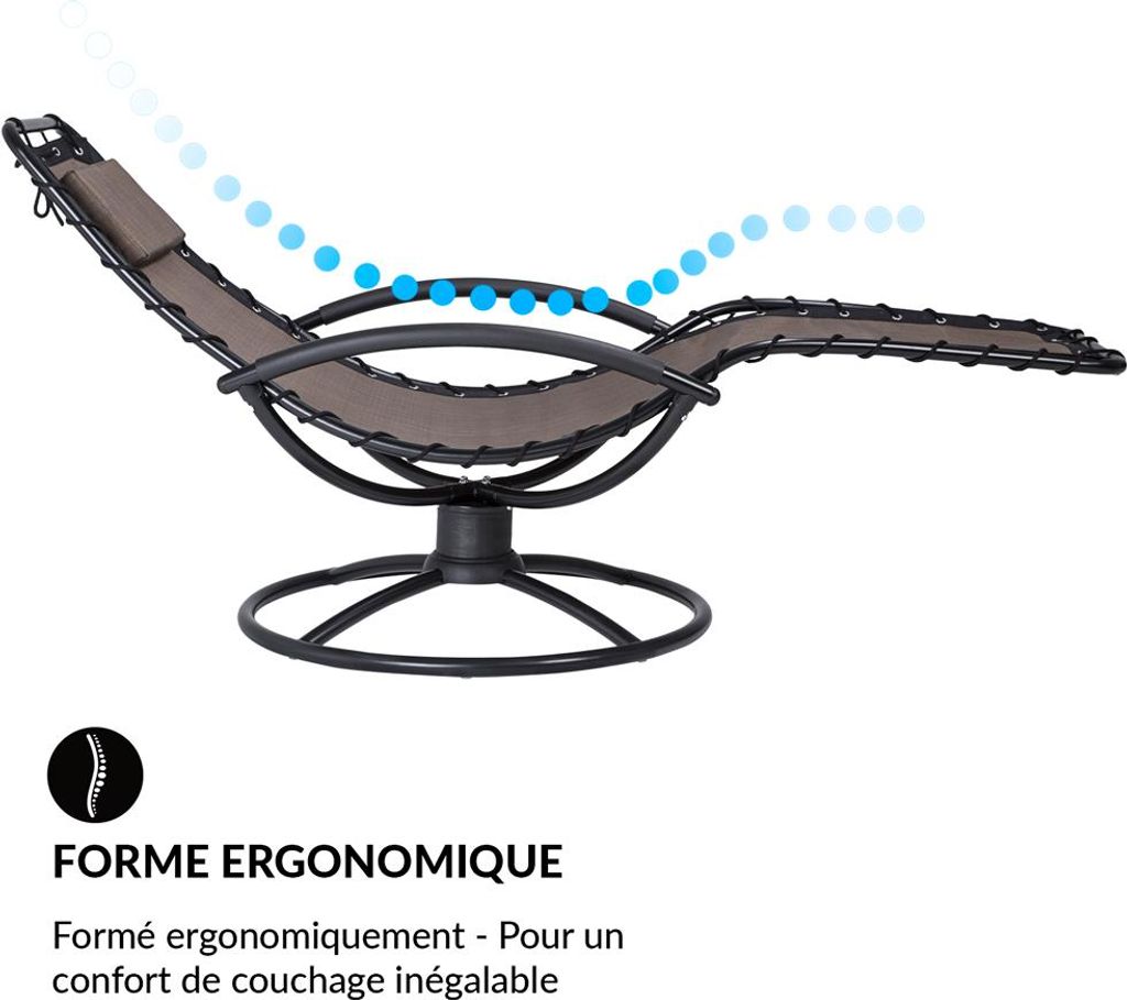 Casaria Chaise longue de relaxation Eve moka en acier laqué Image du produit 