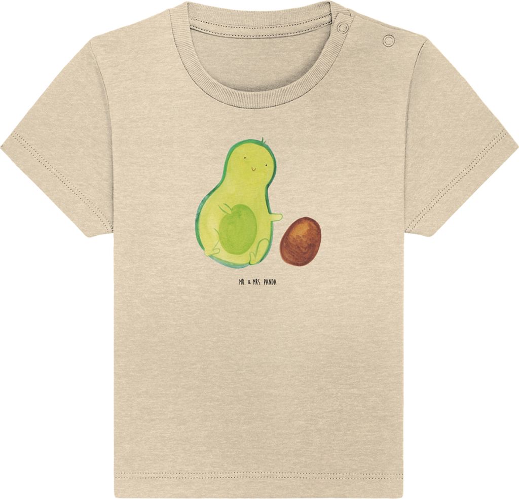 Mr. & Mrs. Panda T-Shirt Avocado Kern rollt 24. - 36. Monat - Natural Raw - Geschenk, Schwangerschaft, Baby, Top, Baumwollshirt, Babyshirt, Geburts...
