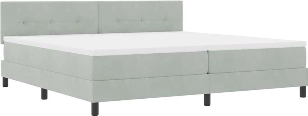vidaXL LED Boxspringbett mit Matratze Hellgrau 200 x 200 cm Samt