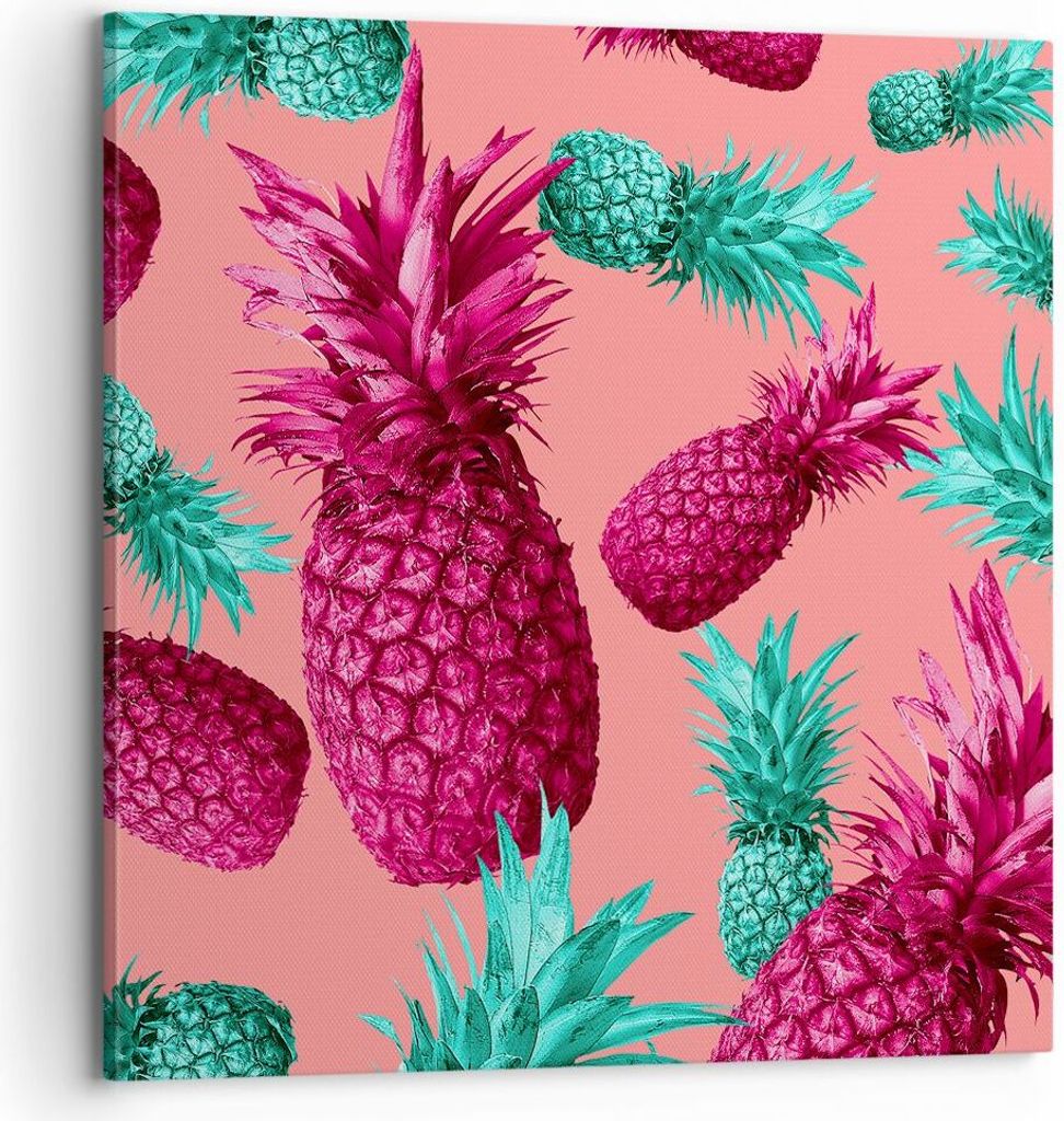 Bild auf Leinwand - Leinwandbild - Ananas Obst Saft - 70x70cm - Wand Bild - Wanddeko - Wandbilder - Leinwanddruck - Bilder - Kunstdruck - Wanddekor...