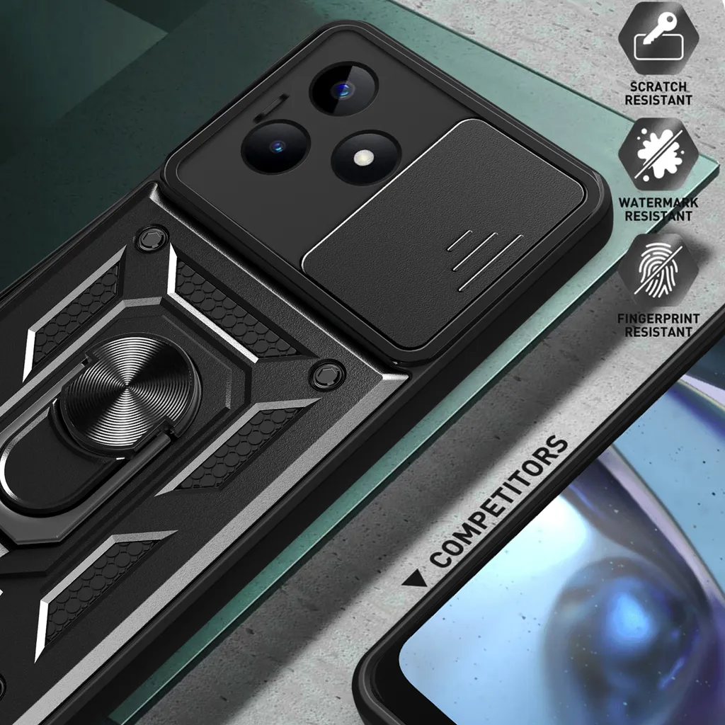 Custodia Protettiva Realme C53: Silicone Oro con Kickstand Anello - 5