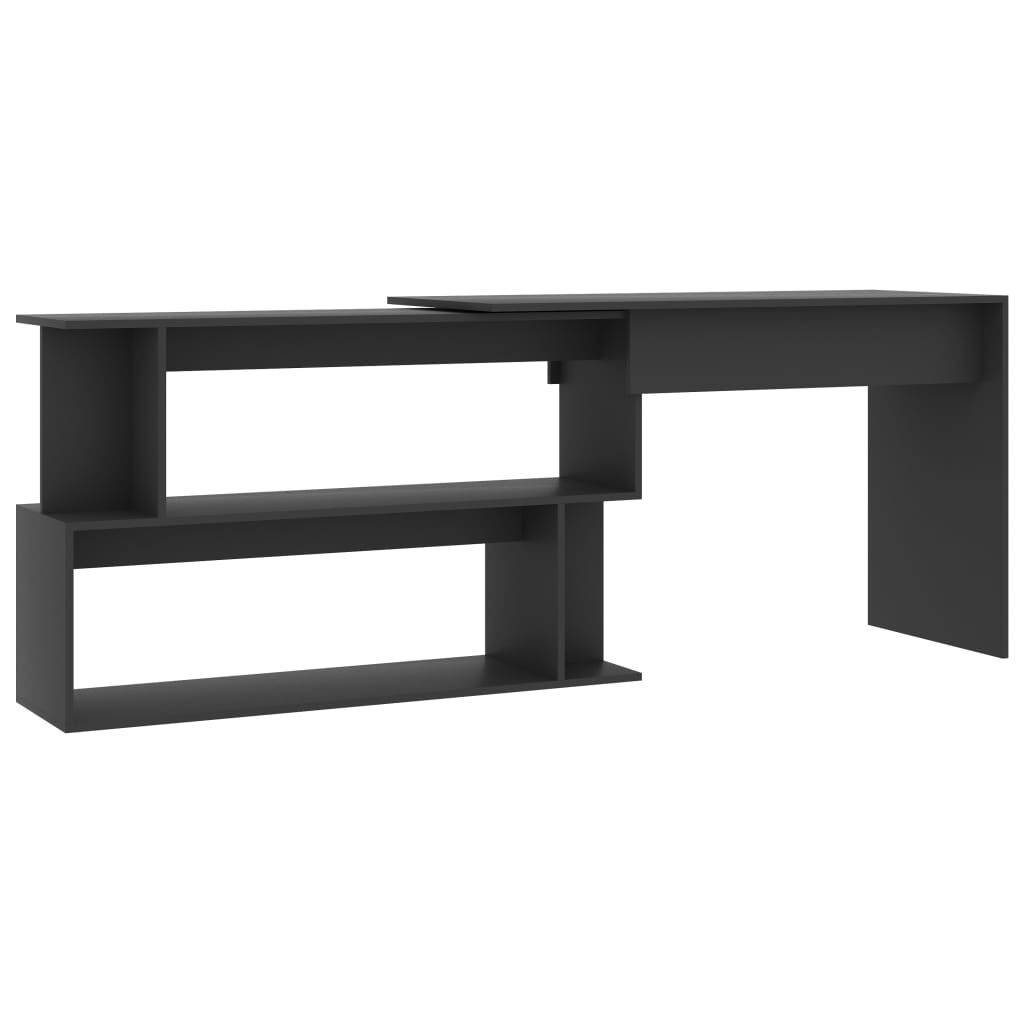 vidaXL Bureau d'angle Gris 200x50x76 cm Bois composite Image du produit 