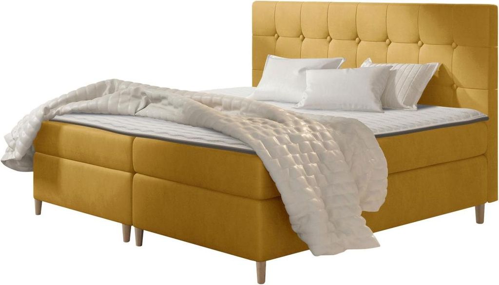 MIRJAN24 Boxspringbett Avanti, Doppelbett mit zwei Bettkästen, Ehebett mit Matratze (Farbe: Magic Velvet 2215, Größe: 160x200 cm)