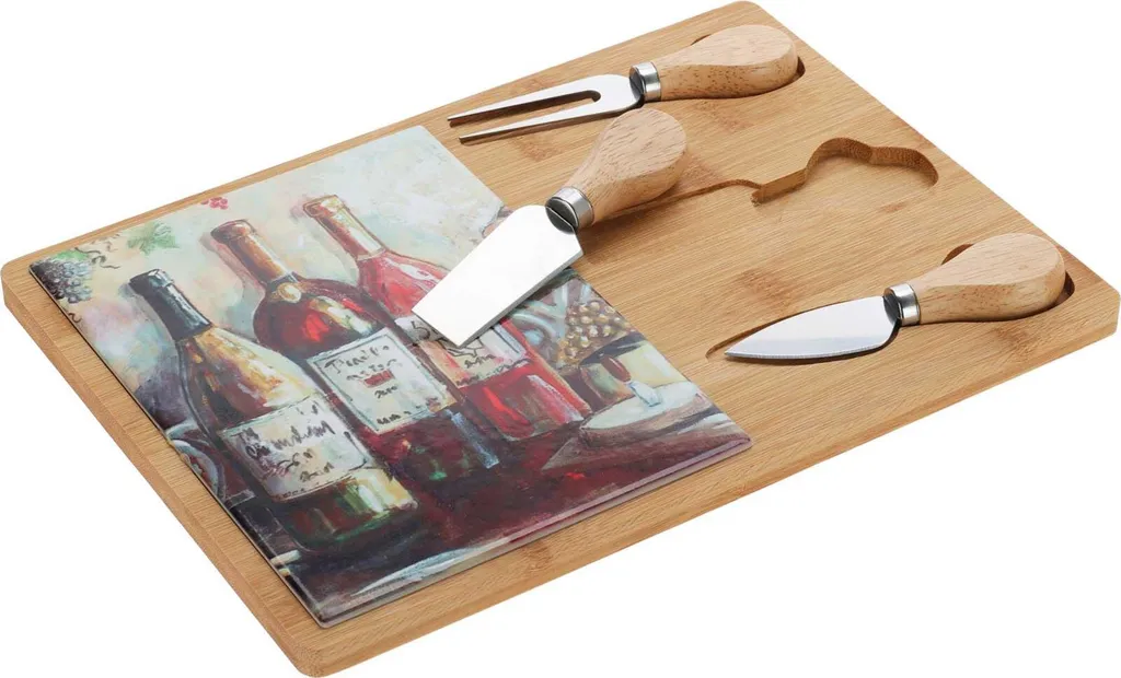 Set Tagliere per Formaggio 30x21 - Acciaio Inox e Bambù Resistente - 2