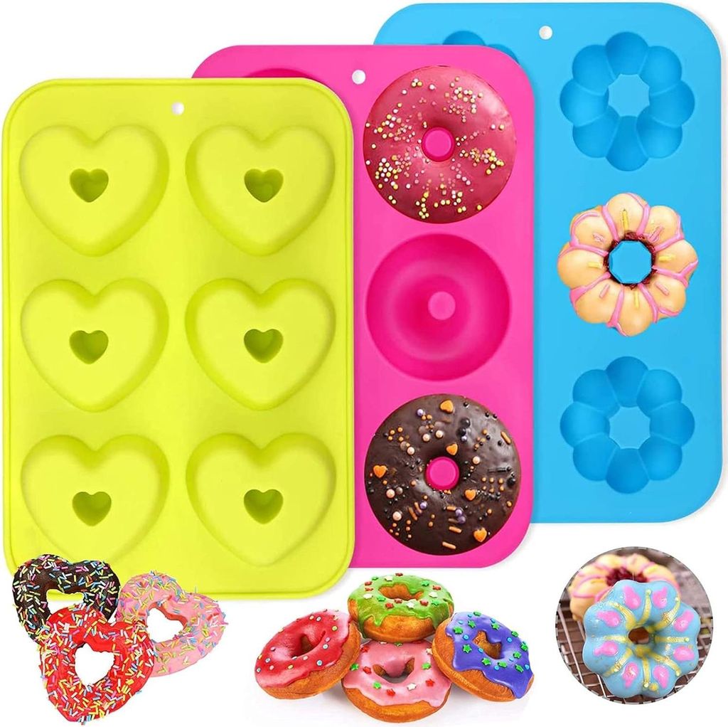 3 Stš¹ck Silikon Donutformen, 6 Hohlr?ume Donut Backform Produktbild 