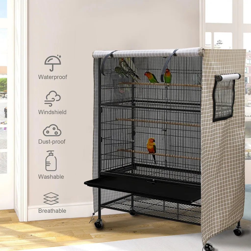 Housse de nuit pour cage à oiseaux imperméable avec cordon de serrage