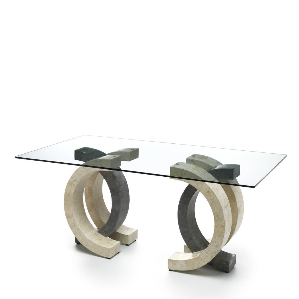 Olimpia - Fester Tisch (180 x 100 - transparent) aus grauem gehärtetem Glas