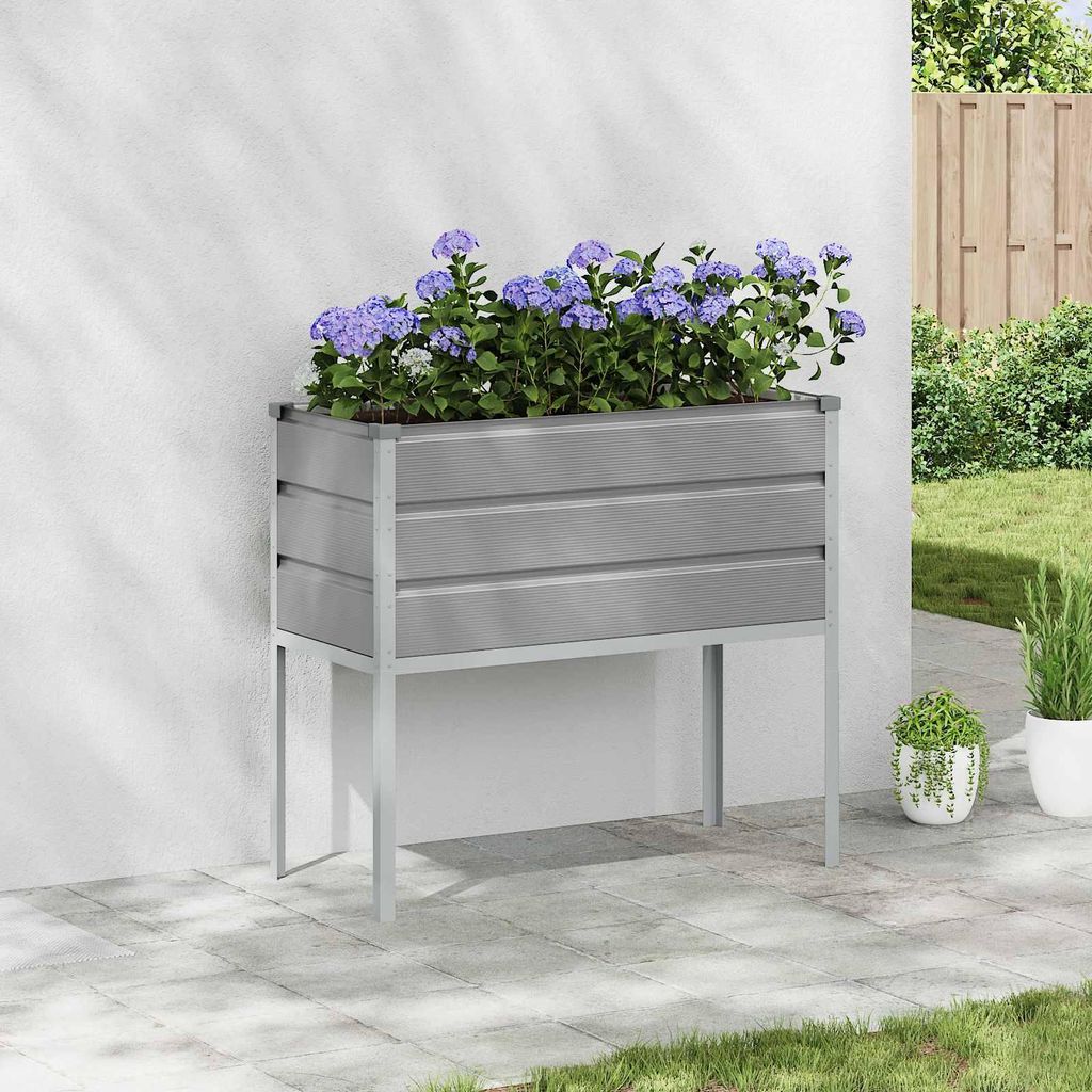 "Schlussverkauf" Pflanzkübel im Garten - 1 pc - Blumenbeet/Gartenbeet - Hellgrau 100x45x90 cm Verzinkter Stahl C13543