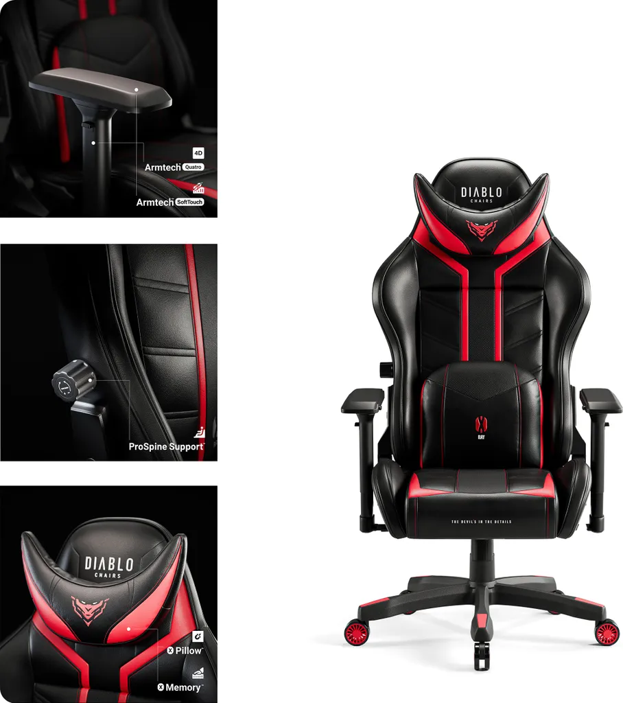 Siège Gaming 4D Diablo X-Ray Design Ergonomique et Dossier Inclinable - 5
