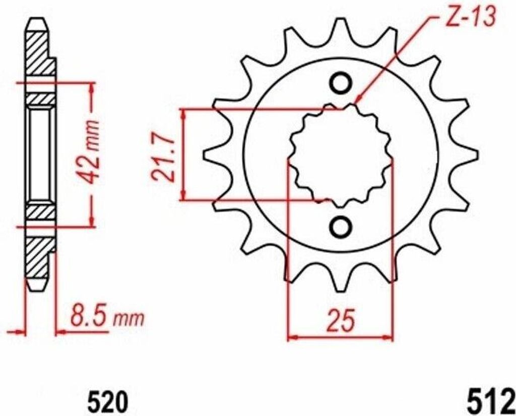 Ritzel 15Z Teilung 520 für Kawasaki Suzuki Yamaha #13144-1122/1142/1214