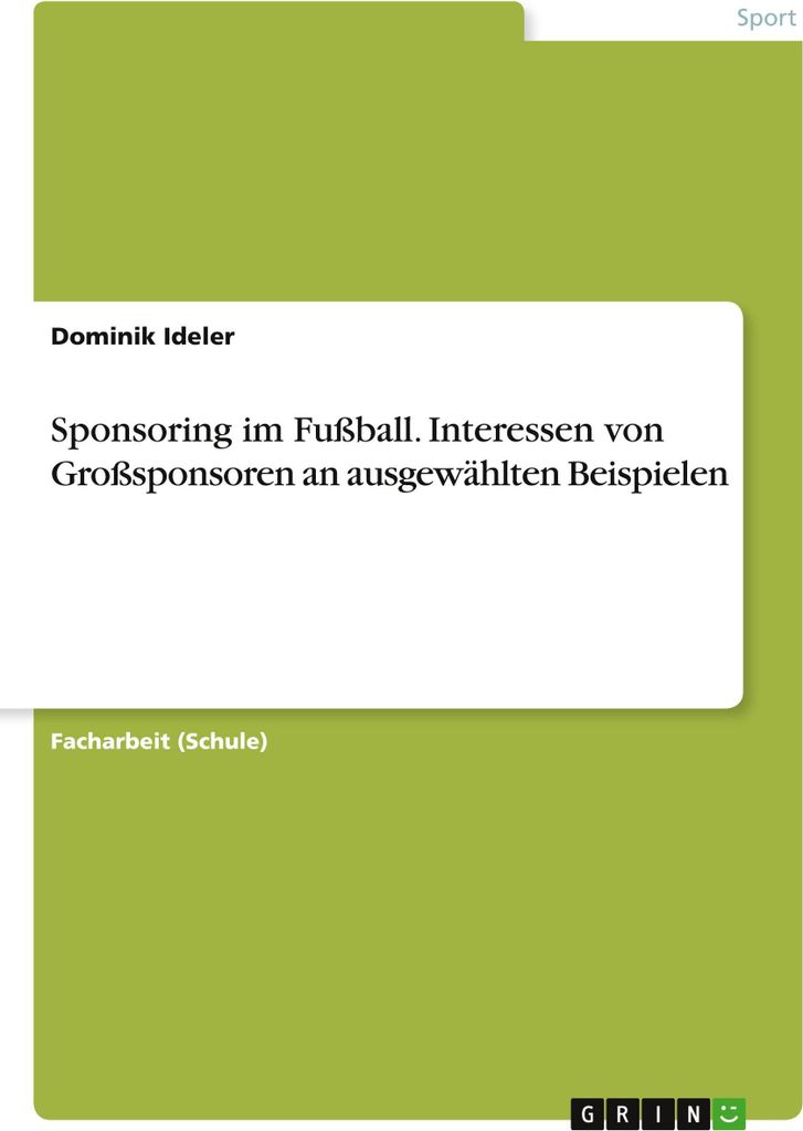 Sponsoring im Fußball. Interessen von Großsponsoren an ausgewählten Beispielen