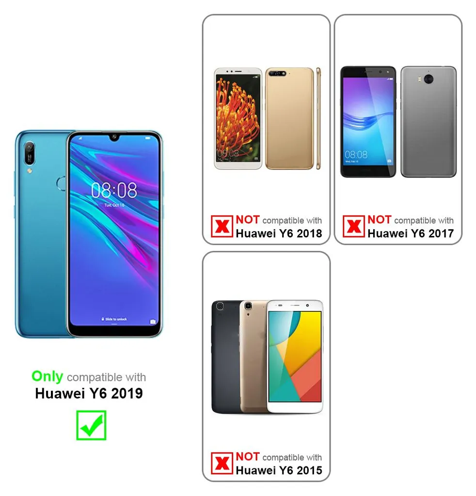 Cadorabo Custodia Libro per Huawei Y6 2019 in NERO CARBONE - con Vani