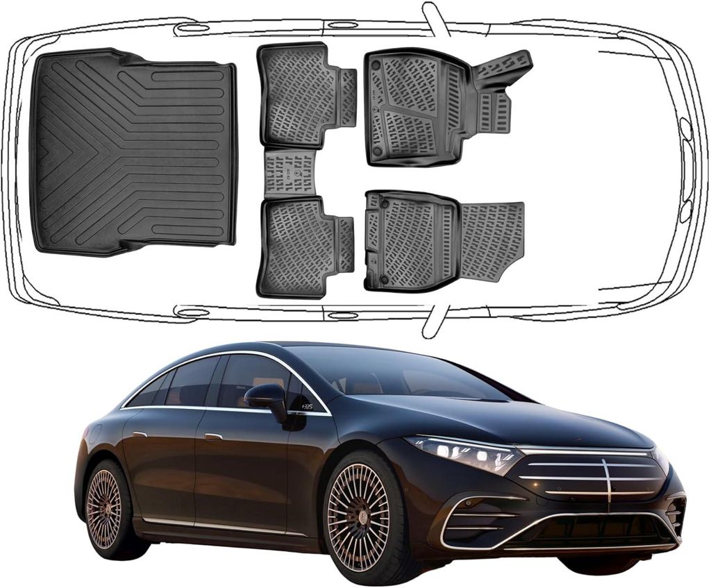 3D Fußmatten & Kofferraumwanne Auto Set Kompatibel mit Produktbild 