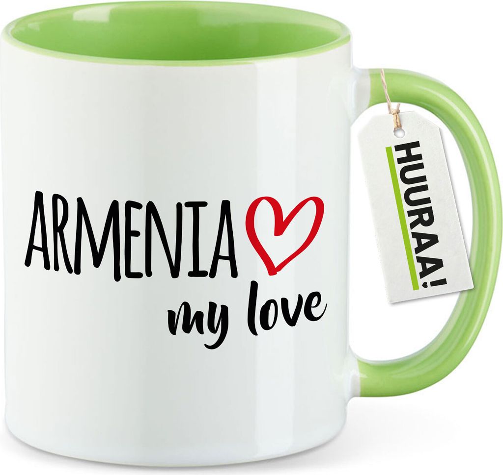 Huuraa Kaffeetasse Armenia my love 330ml Grün Keramik Kaffeebecher Geschenkidee