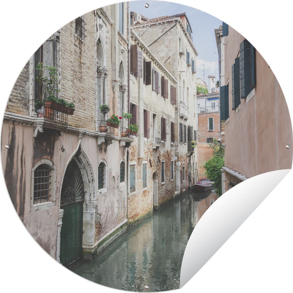 MuchoWow Gartenposter Outdoor-Poster Rund Venedig - Italien - Kanal Ø 90 cm Gartendeko Rundes Poster draußen