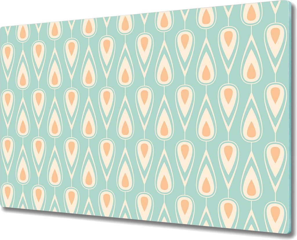 Glas-Herdabdeckplatte Glaskeramikkochfeld-Abdeckung Spritzschutz - 80x52 cm - Vintage blau orange
