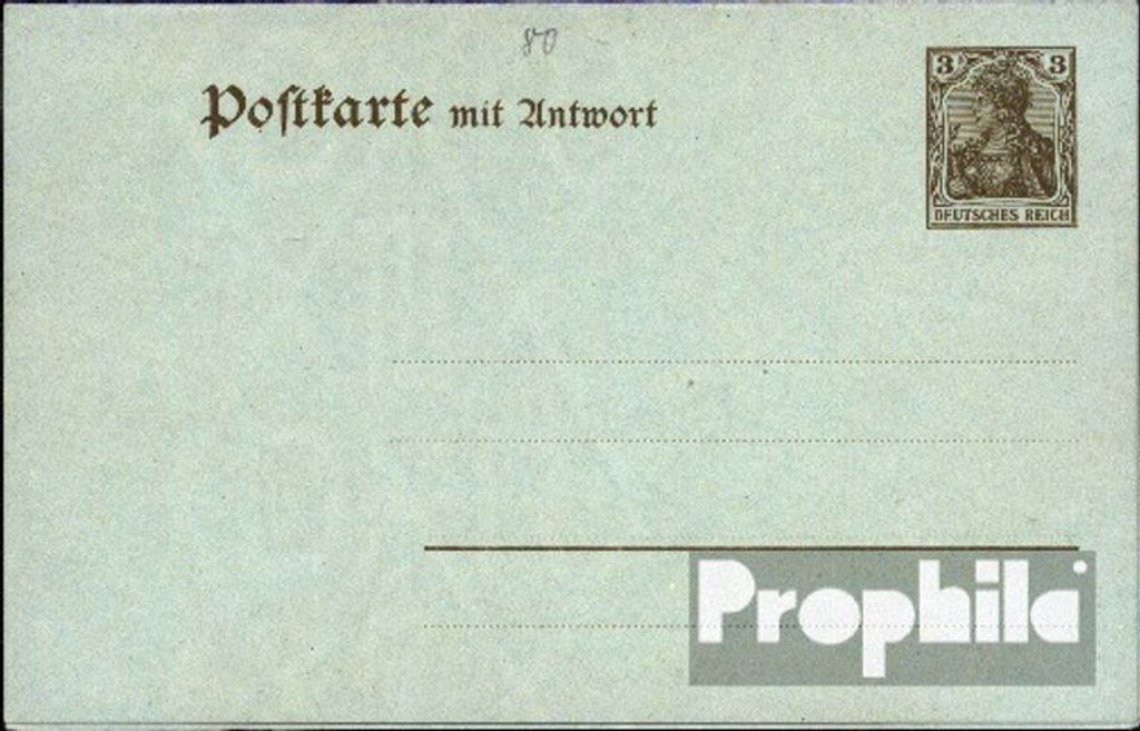 Belege Ganzsachen Deutsches Reich 1908 P80A Amtliche Postkarte Antwortteil Germania