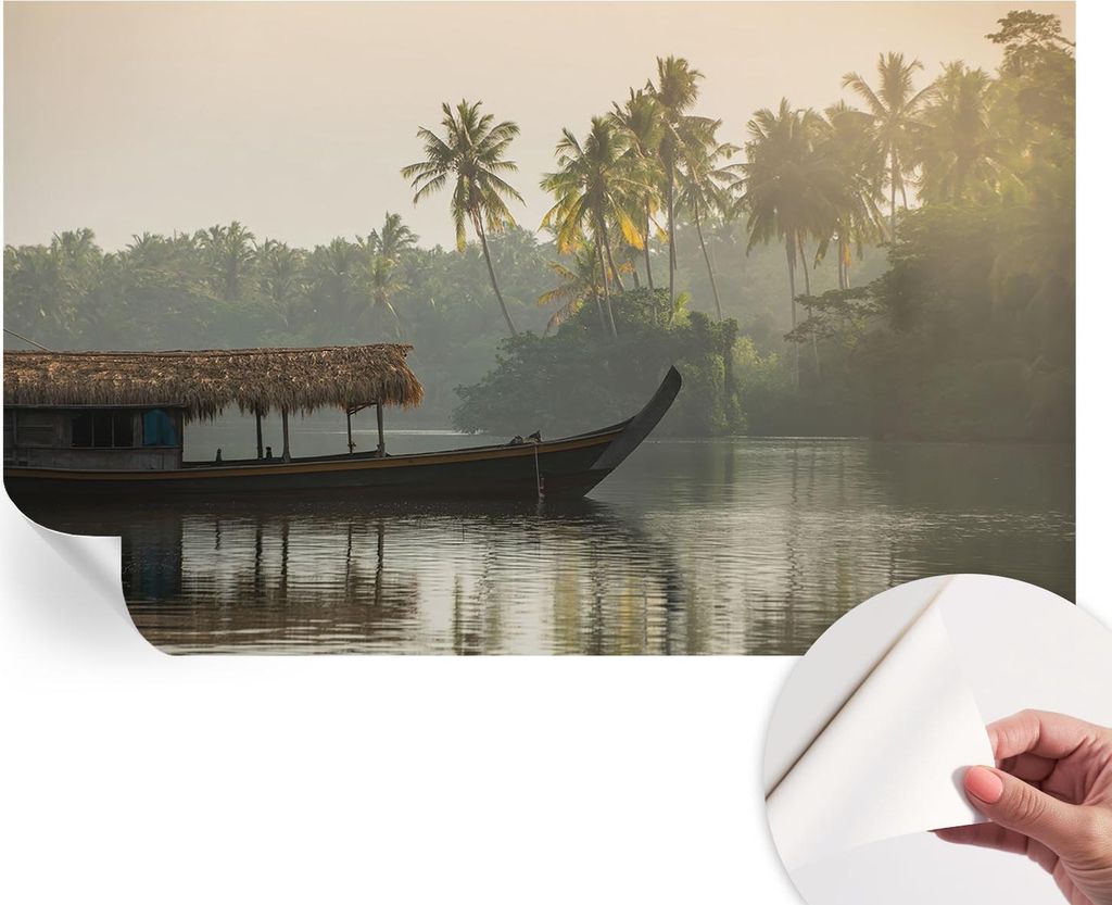 Selbstklebende Wandtapete - Dekorative Tapete für Wohnzimmer - Klebefolie für Wandbilder - Tapetenfolie für Wanddekoration - 416x254 - Tropische...