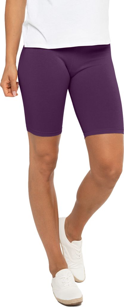 Celodoro Damen Kurzleggings (1 Stück) Stretch-Jersey Radlerhose aus Baumwolle - Lila XL