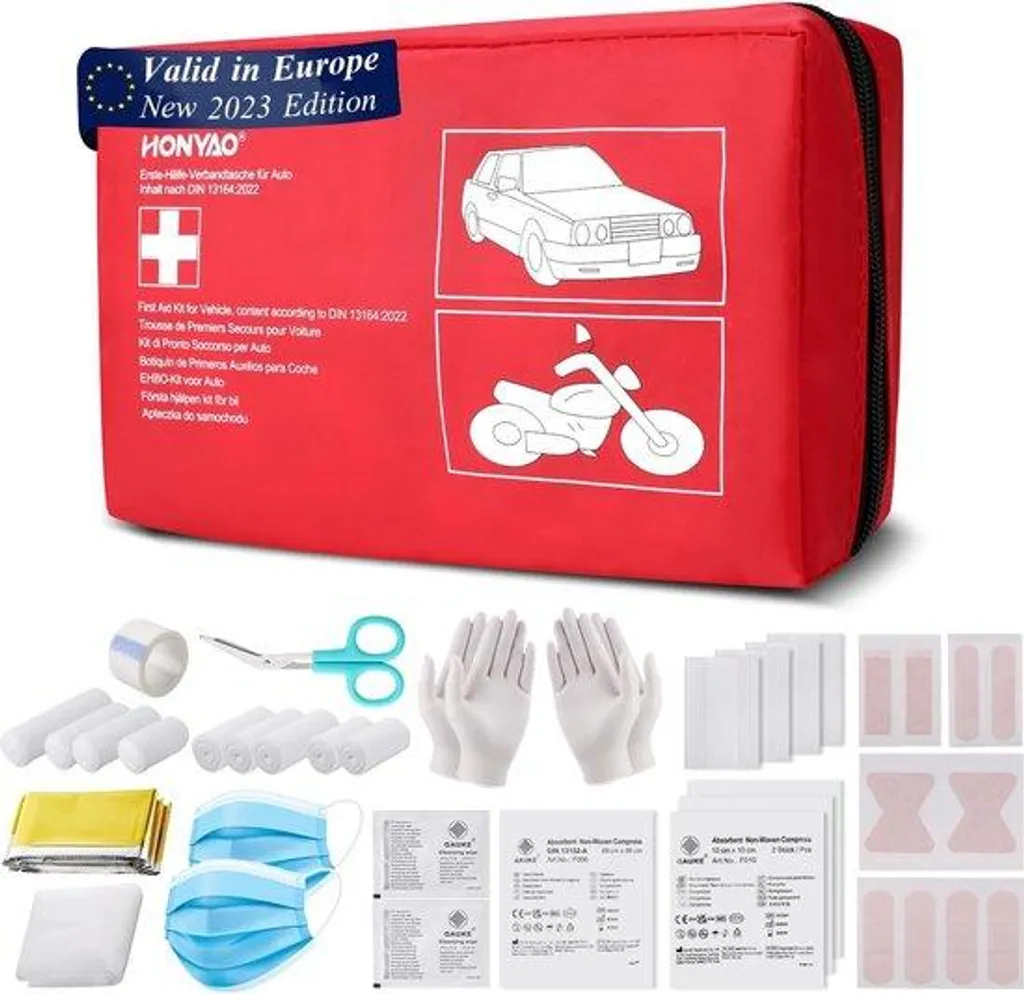 Trousse de premiers secours auto complète avec gilet de sécurité