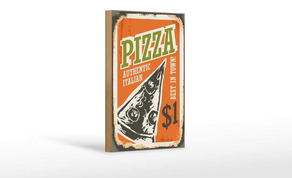 Holzschild Retro 12x18cm Pizza best in town