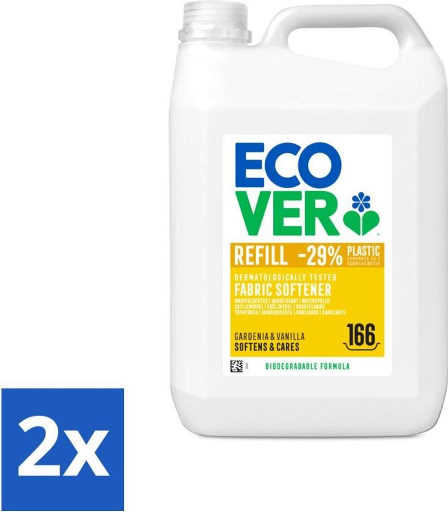 Ecover – Weichspüler – Gardenie & Vanille – 5 Liter – 166 Wäschen - Vorteilspack - 2 Stücke