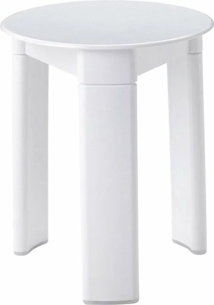 Tabouret de douche blanc TRIO assise ronde 33cm meuble de rangement