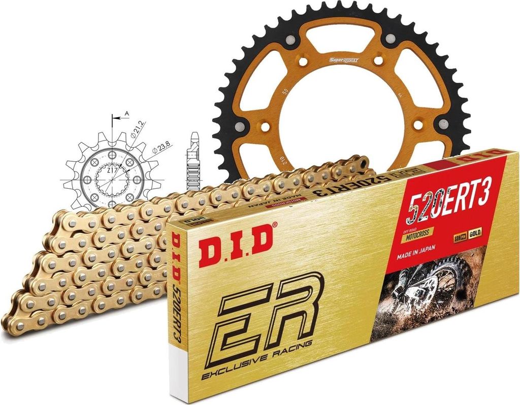 Kit Stealth (gold) passend für Honda CRF450 R 02-03 13-50-114 DID520ERT2(G&G) Clip