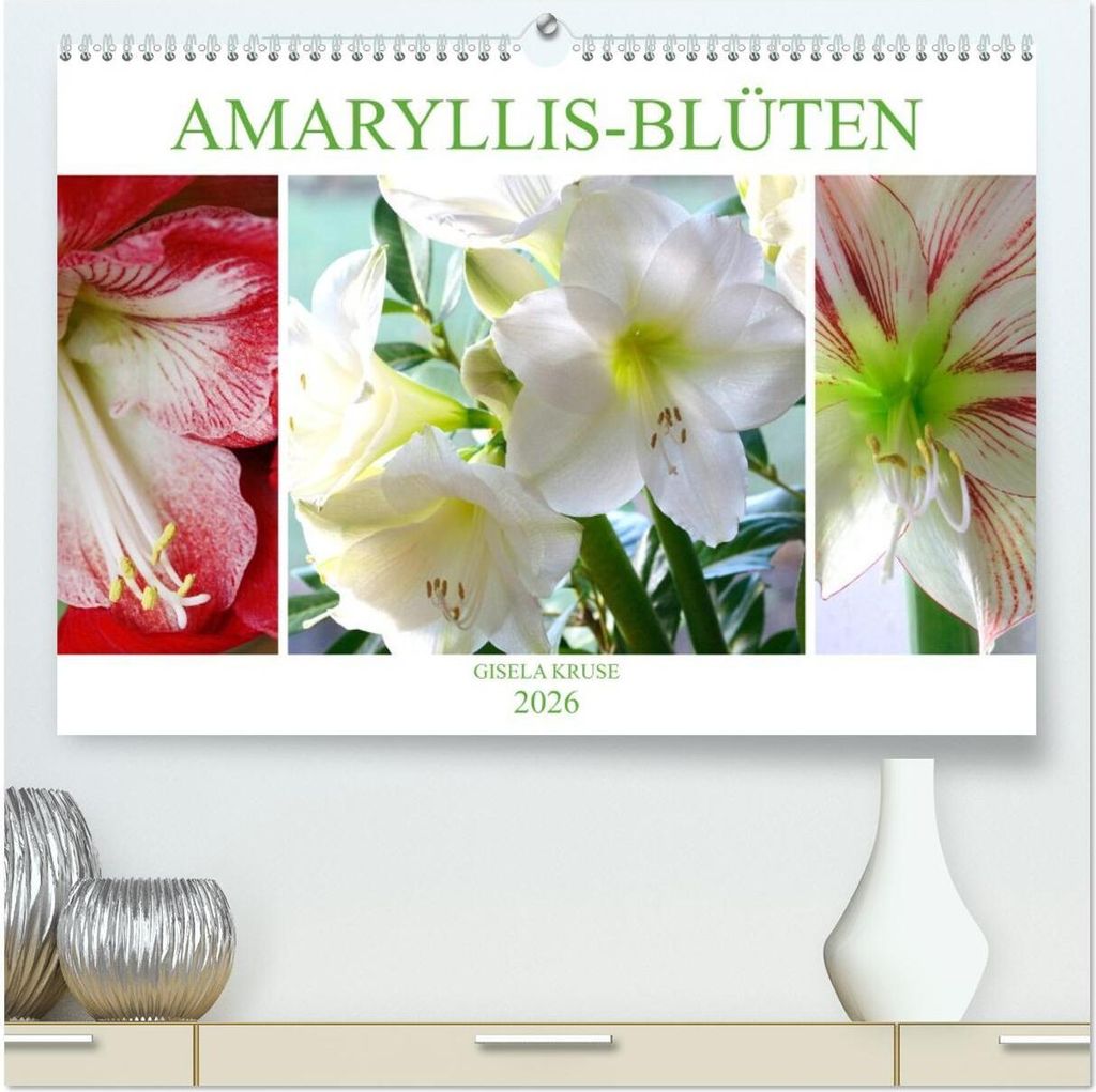 Amaryllis-Blüten (hochwertiger Premium Wandkalender 2026 DIN A2 quer), Kunstdruck in Hochglanz