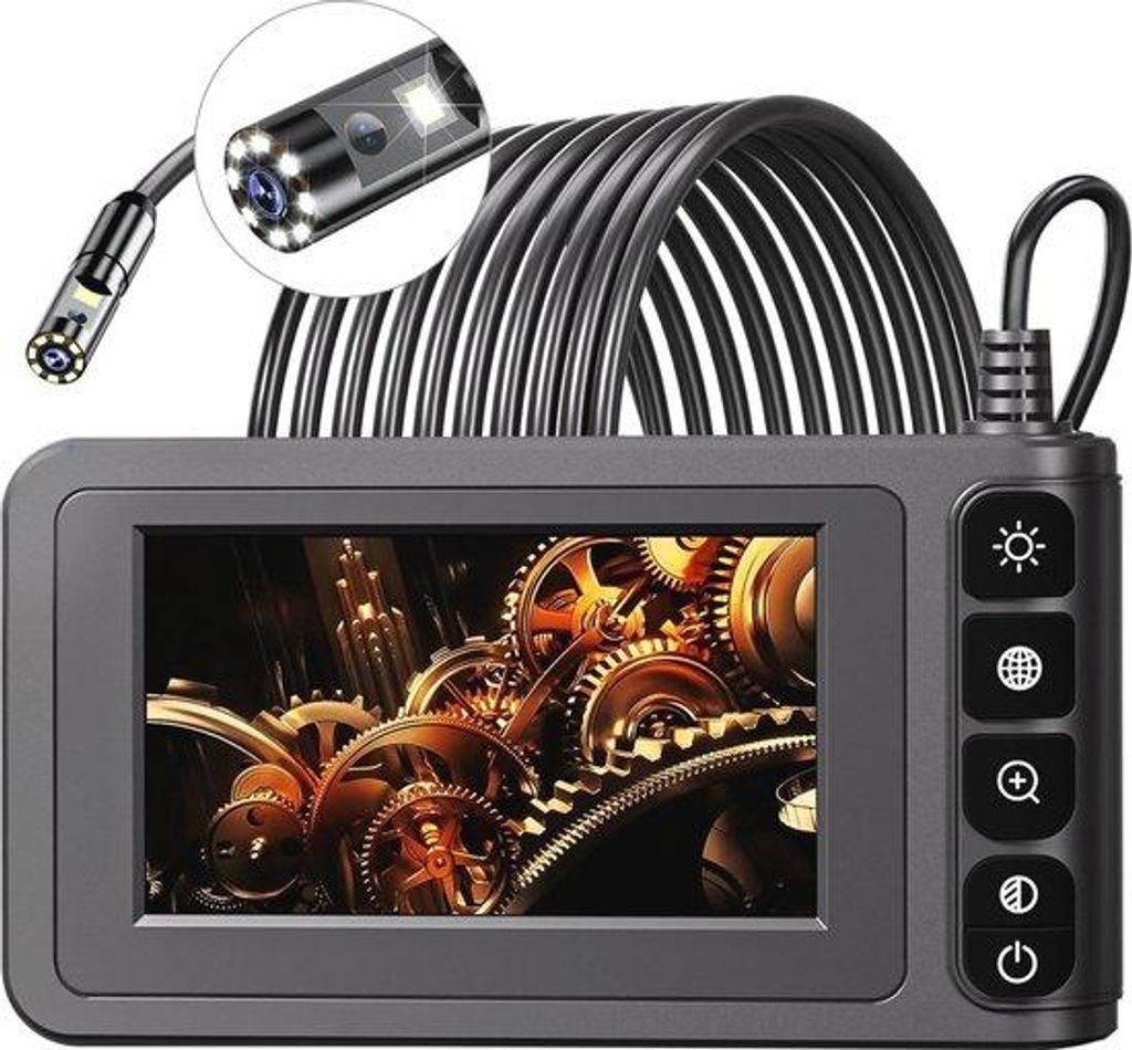 Endoskop mit doppeltem Objektiv und HD-Inspektionskamera - 4,3 Zoll LCD, IP67 wasserdicht, 8 LED-Beleuchtung