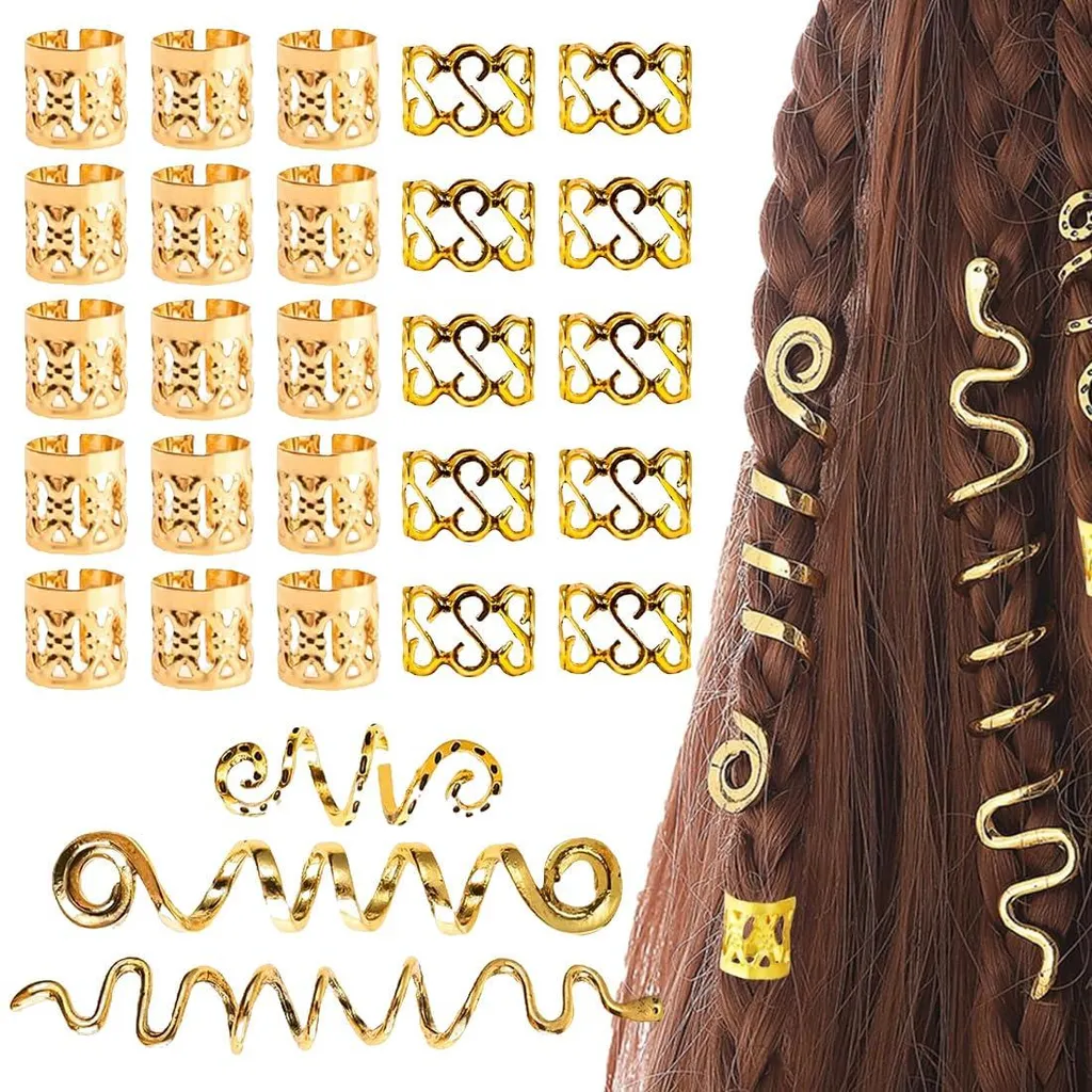 Set de Bijoux pour Cheveux : Anneaux et Spirales pour Dreadlocks et Nattes