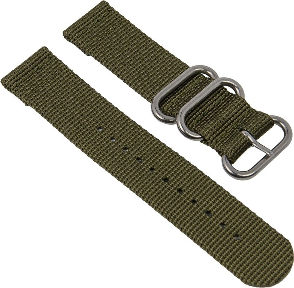 Uhrenarmband Textil olivgrün Metallschlaufen Minott 28229S, Stegbreite:20mm