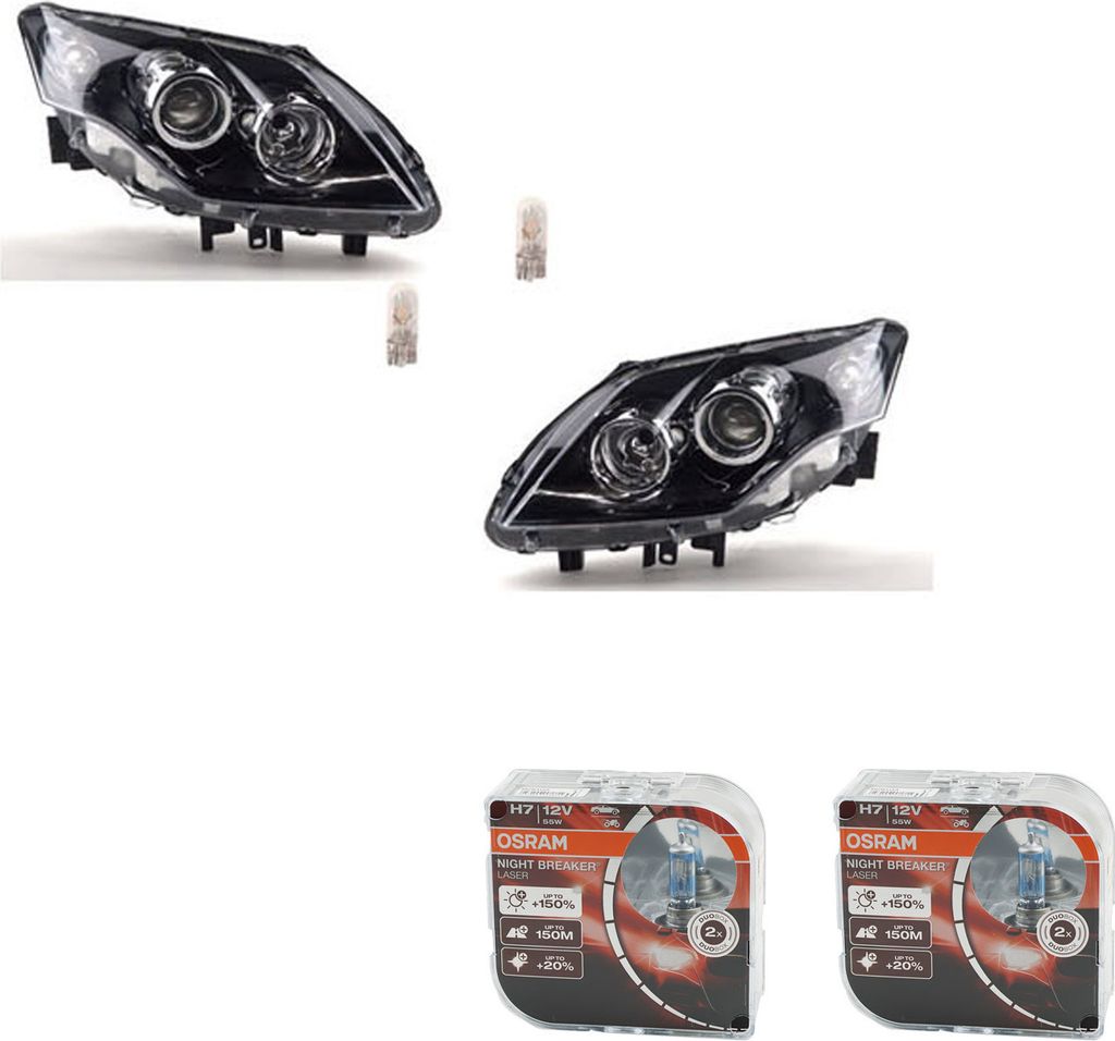 Johns, Scheinwerfer + Osram Night Breaker Laser passend für Renault Laguna BT KT Set L R 260600074R 260100072R