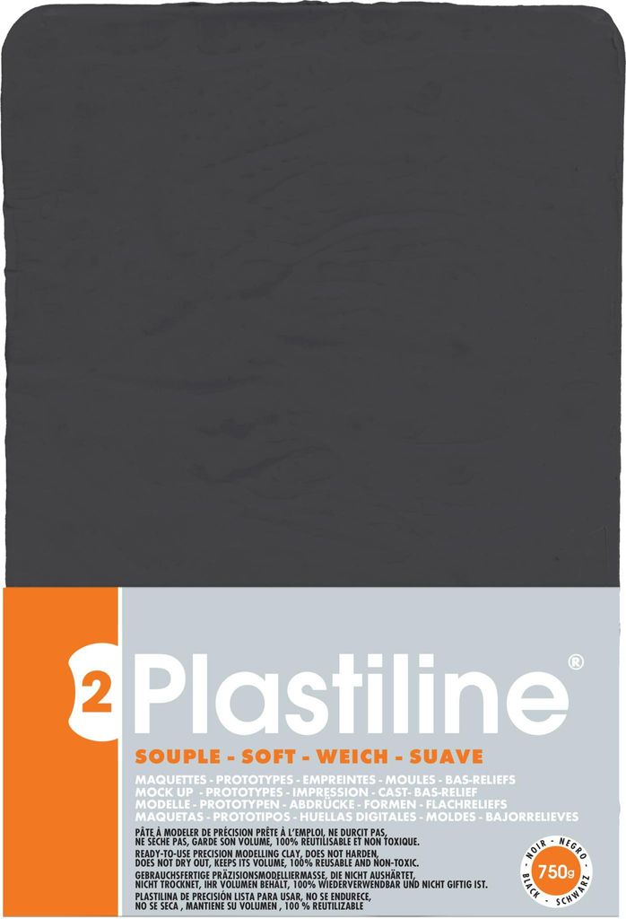 Plastiline Plastiline, Block 750g, Härtegrad 2 (weich) - Schwarz 7950T