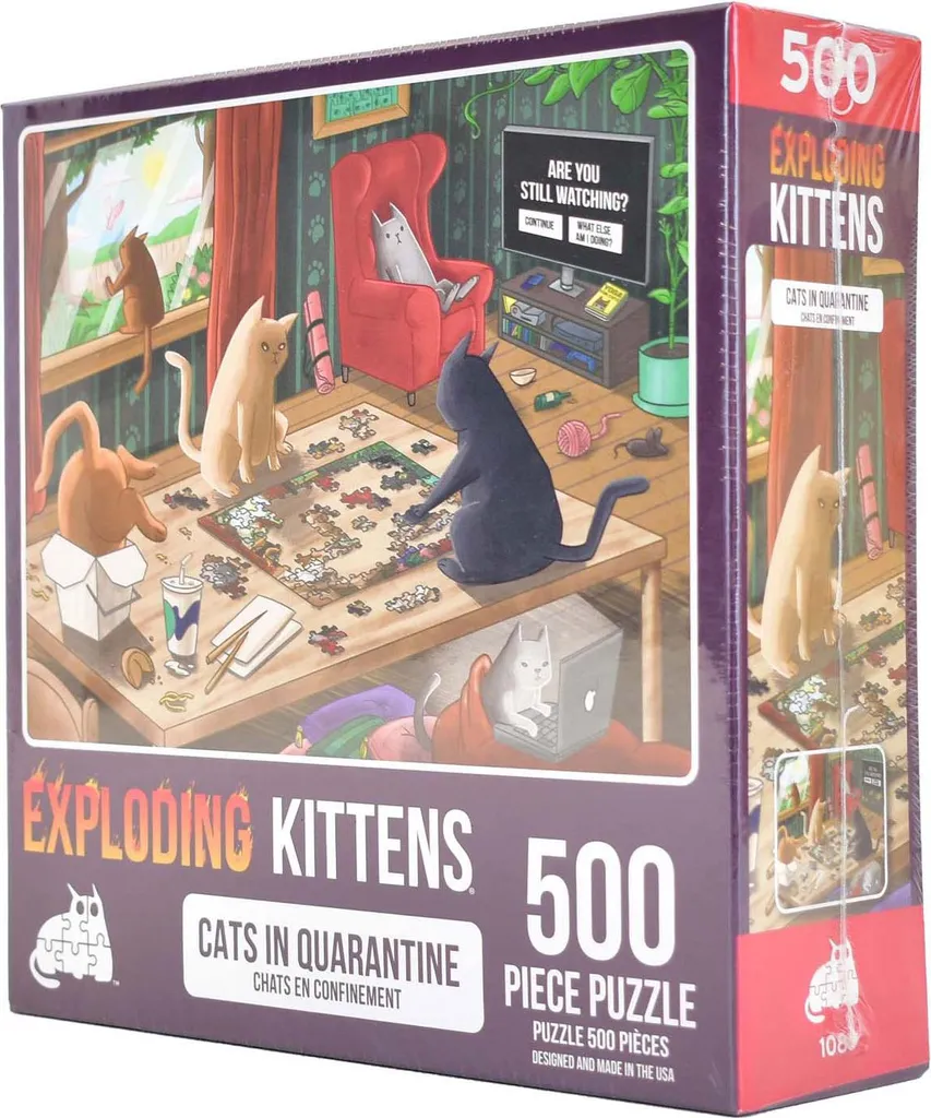 Exploding Kittens Puzzle Cats in Quarantine 202110-3 de 500 Pièces - 2