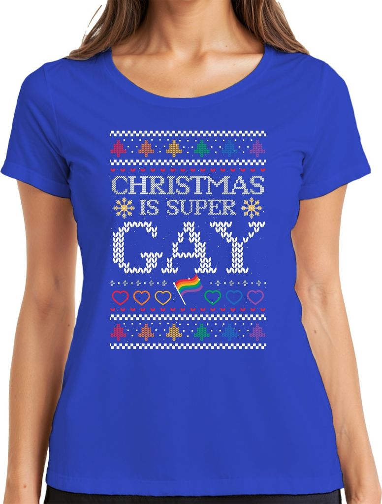 Christmas is super Gay LGBTQ - Weihnachten Weihnachtsgeschenk Christmas Damen T-Shirt, Blau, M