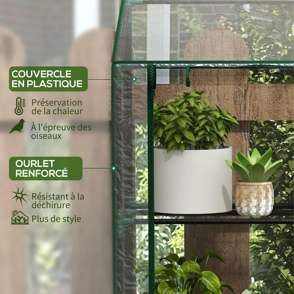 Serre de balcon 6 étagères et double porte pour semis et plantes - 6