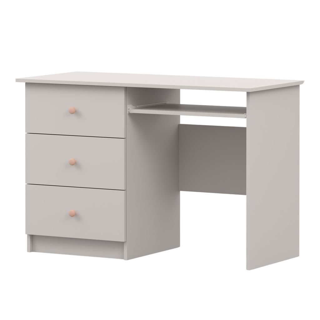 Schreibtisch Kinderschreibtisch Kinderzimmertisch 115cm Kaschmir/Kaschmir mit rosa Griffe Olaf 08