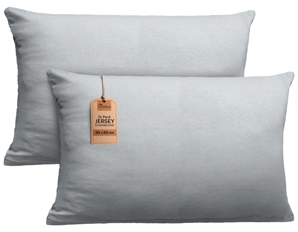 set di 2 copricuscini 100% cotone 40x60 cm grigio argento Immagine del prodotto 