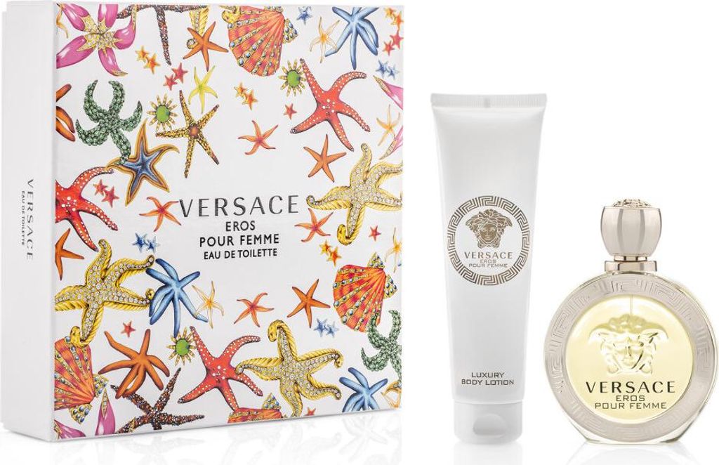 Versace Eros Pour Femme For Women 2 Pc Gift Set 3.4oz EDT Spray, 5oz Luxury Body Lotion