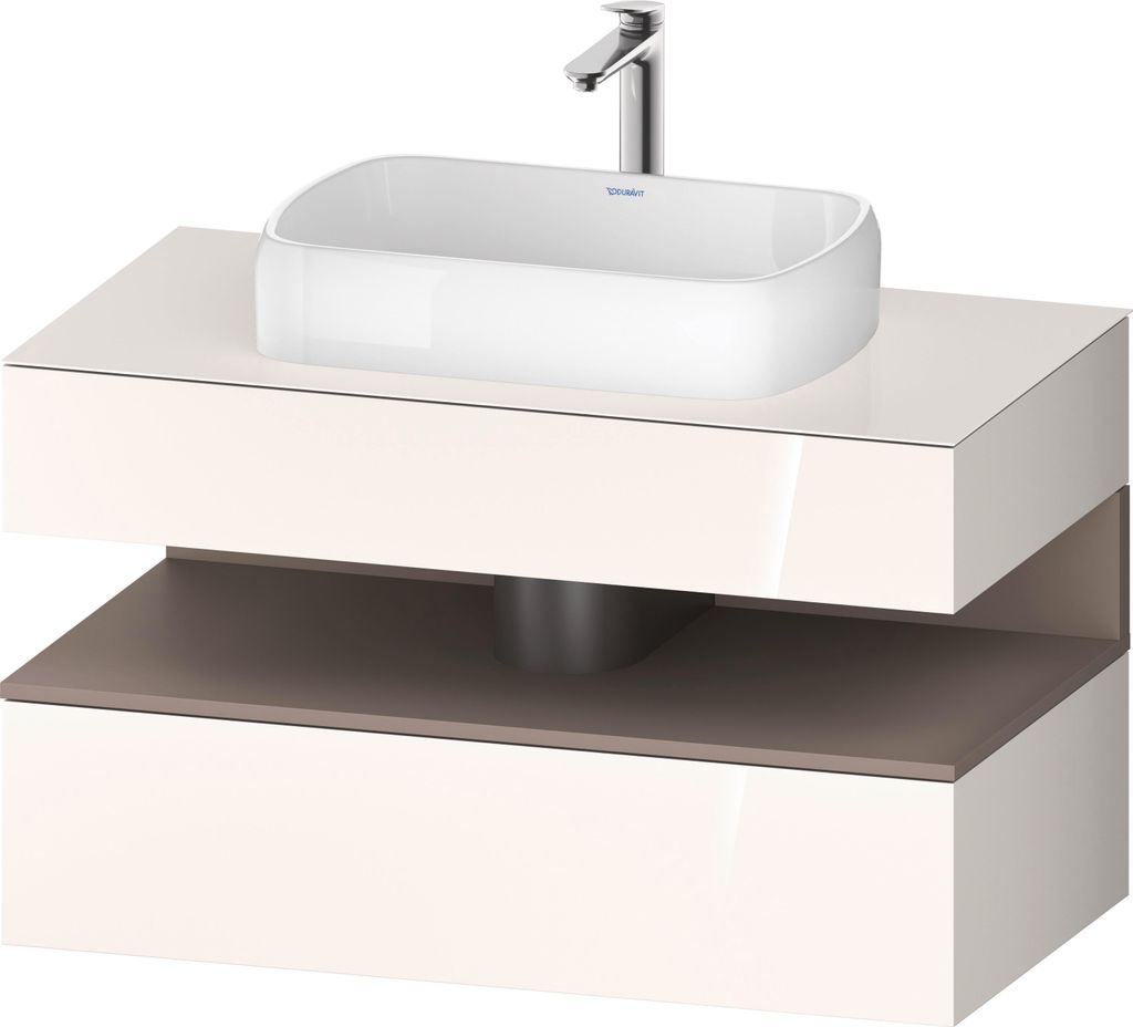 Duravit Qatego Konsolenwaschtischunterbau, 1 Auszug, 1 Schubkasten, Ausschnitt mittig, 1000x550x600mm, Nische Basalt Matt, QA4731043220010