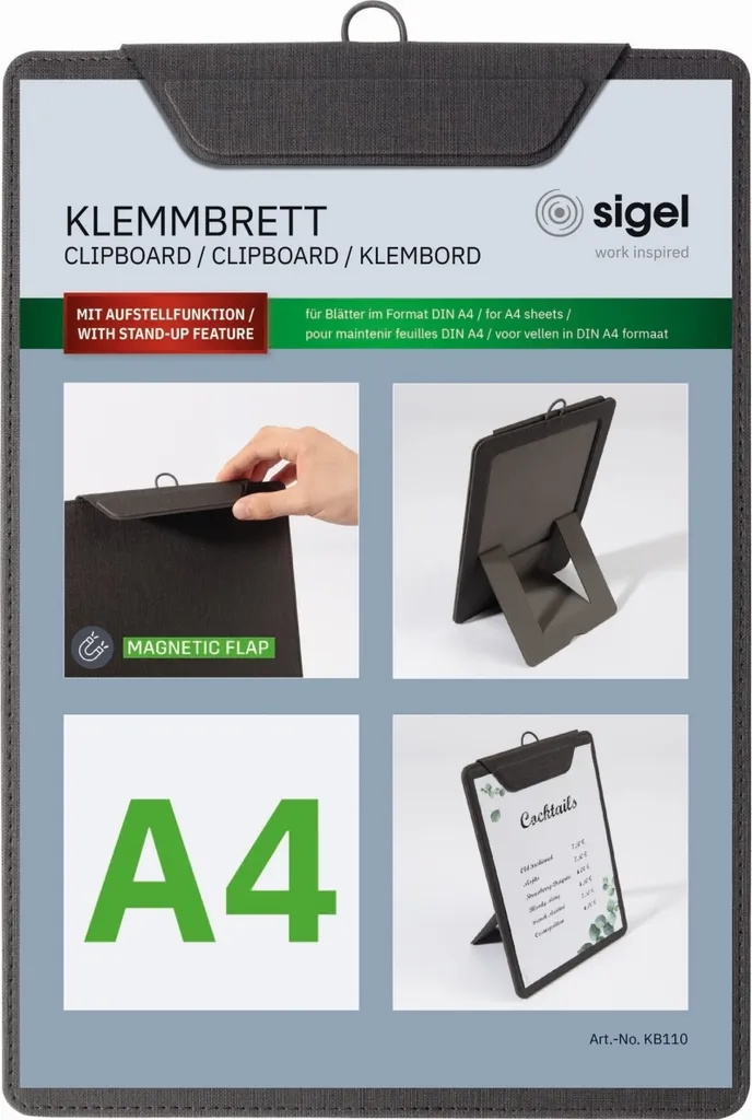 Planchette porte-menu A4 noire anti-glisse - Fini les cartes qui s'abîment