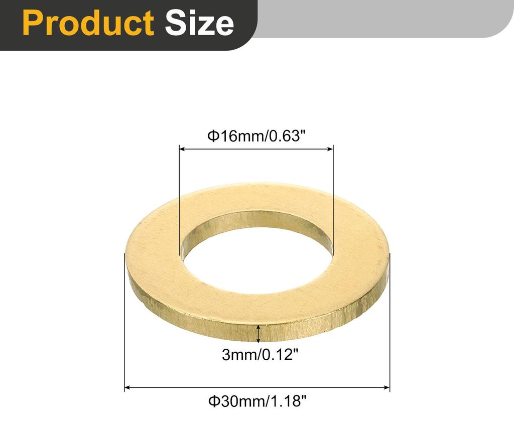 4 Stš¹ck Unterlegscheiben Set, M16 x 30mm x 3mm Messing Ring Beilagscheiben Sortiment, Flach Sicherungsscheiben Dichtungsring Metallscheiben fš...