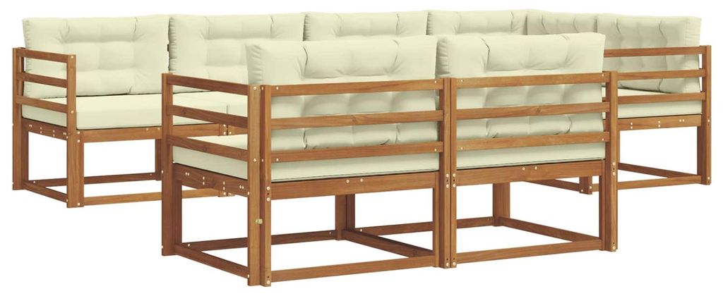 vidaXL Outdoor-Sofagarnitur mit Kissen 7 pcs Natur und Creme