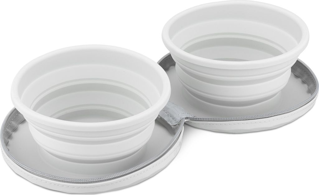 Navaris 2x Reise Hundenapf Katzennapf faltbar - Futternapf Set für Hunde und Katzen - 2x Futterschüssel Fressnapf - 2 Stück Silikon Napf mit Tasche